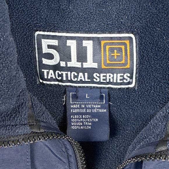 511 Tactical Mens L Navy Blue Fleece Full Zip Nylon Bomber Jacket Coat Operator - Picture 4 of 7